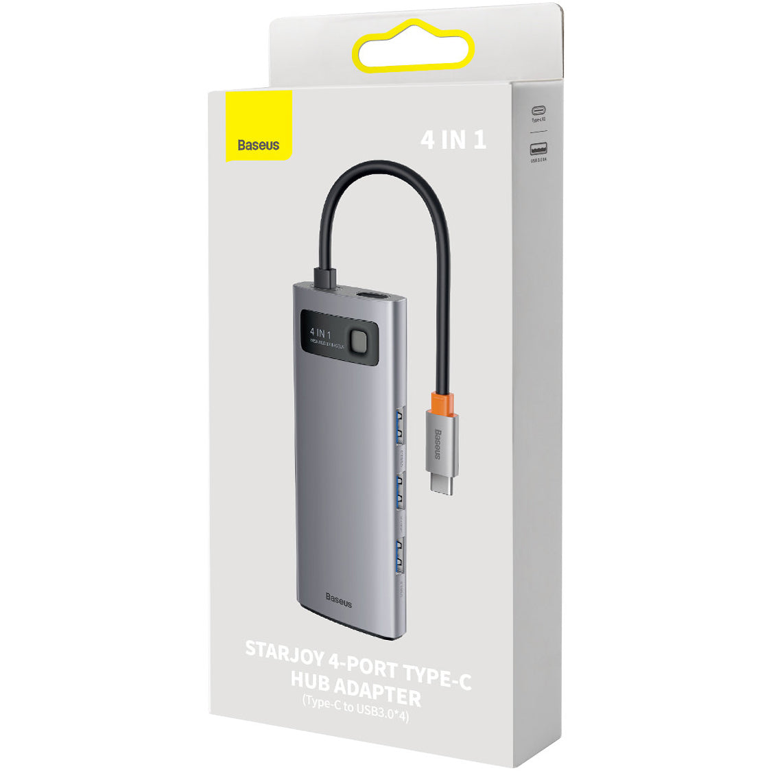 Hub USB-C Baseus Metal Gleam, 4 x USB-A 3.0, Szary WKWG070013