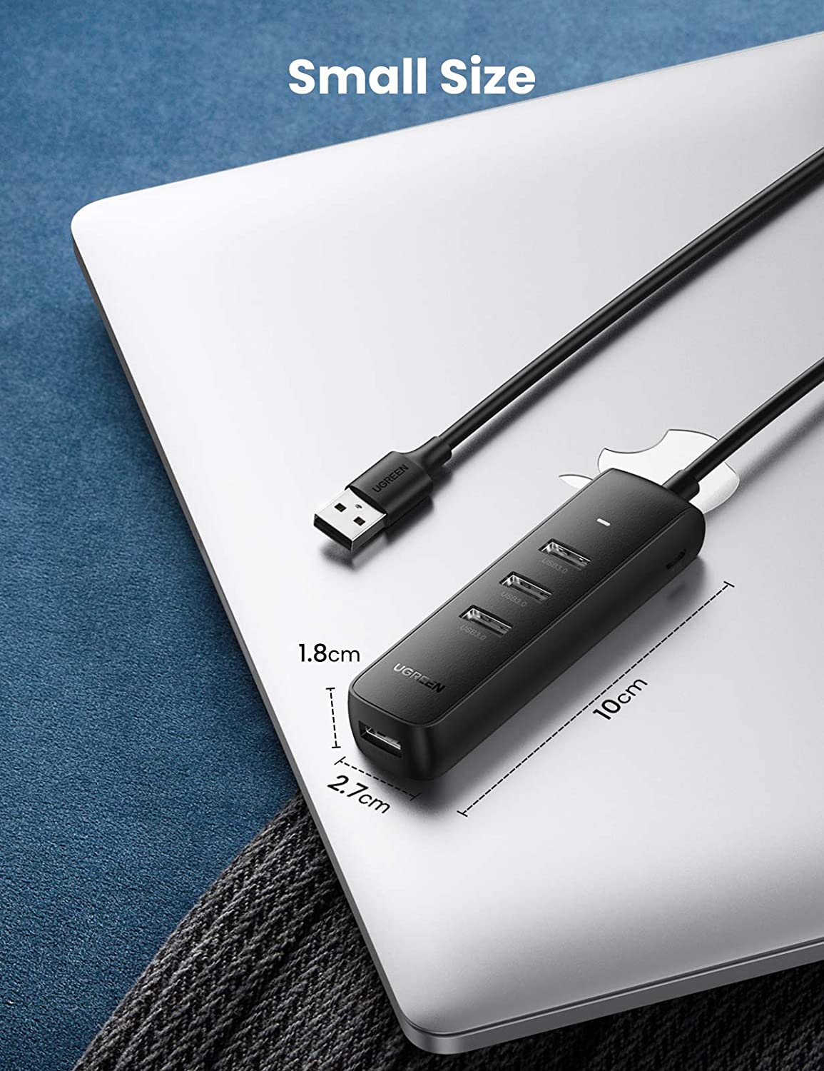 Hub USB UGREEN CM416, 4 x USB-A 3.0, 1m, Czarny