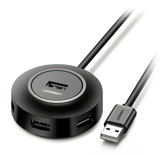 Hub USB UGREEN CR106, 4 x USB-A, 1m, czarny