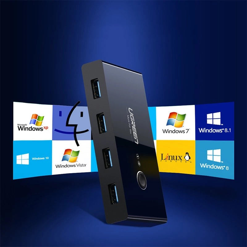 Przełącznik USB UGREEN US216 (30768) Two Sharing Box, 4 x USB-A 3.0, Czarny