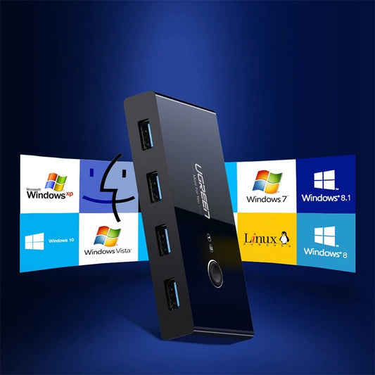 Hub USB UGREEN US216 Two Sharing Switch Box, 4 x USB-A 3.0, czarny