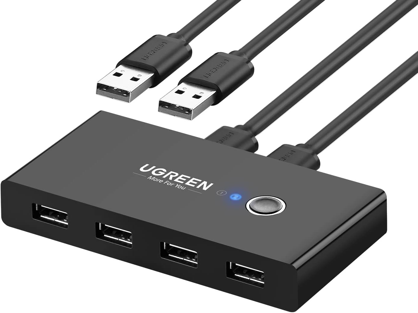 Switch USB UGREEN US216 Two Sharing Box, 4 x USB-A, Czarny