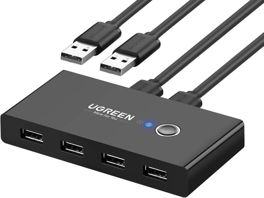 Hub USB UGREEN US216 Two Sharing Switch Box, 4 x USB-A, czarny