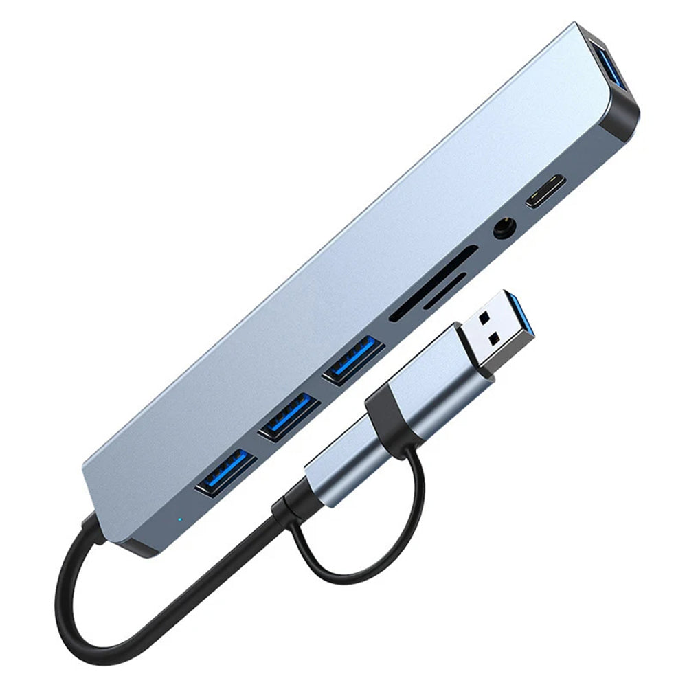 Hub USB / USB-C Techsuit H9 DataBridge, 8w1, Szary