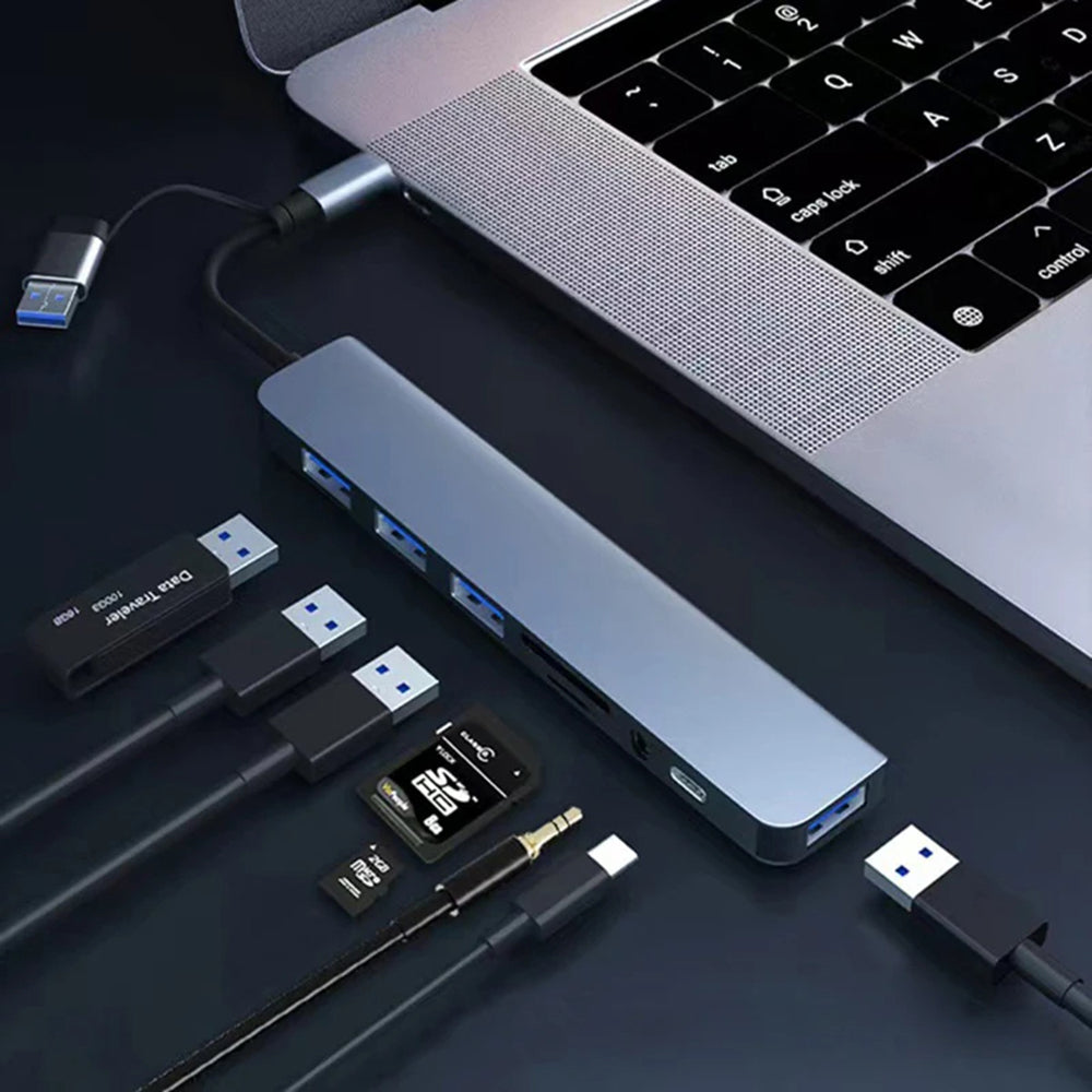 Hub USB / USB-C Techsuit H9 DataBridge, 8w1, Szary