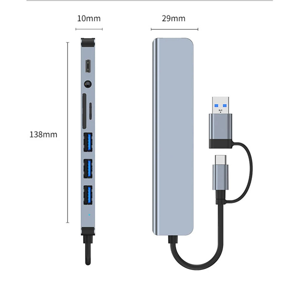 Hub USB / USB-C Techsuit H9 DataBridge, 8w1, Szary