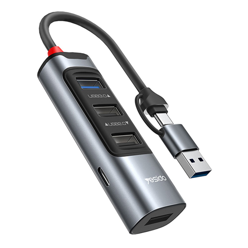 Hub USB / USB-C Yesido HB20, 5w1, Szary
