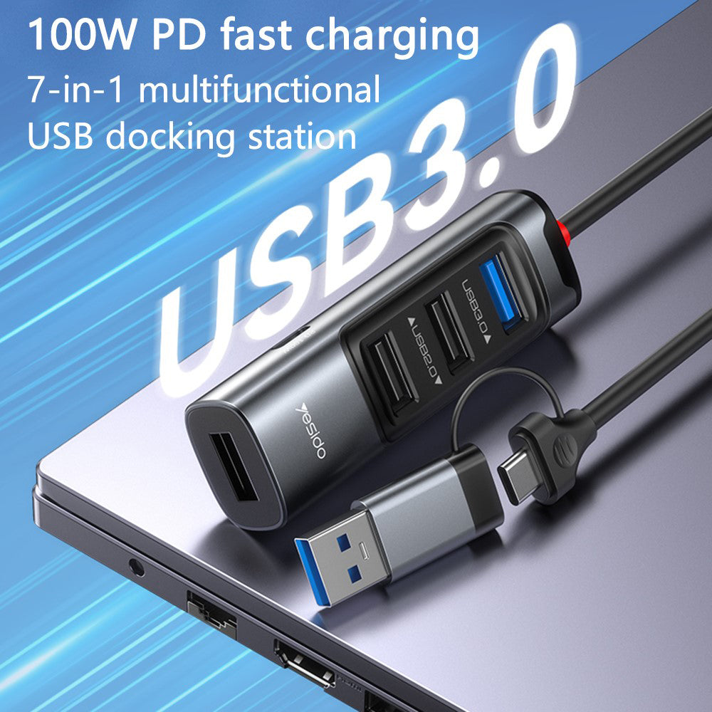 Hub USB / USB-C Yesido HB20, 5w1, Szary