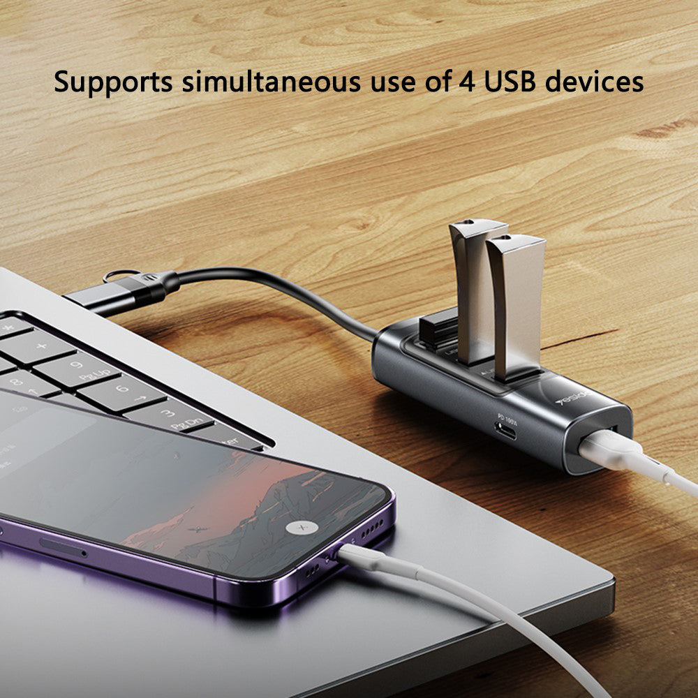Hub USB / USB-C Yesido HB20, 5w1, Szary