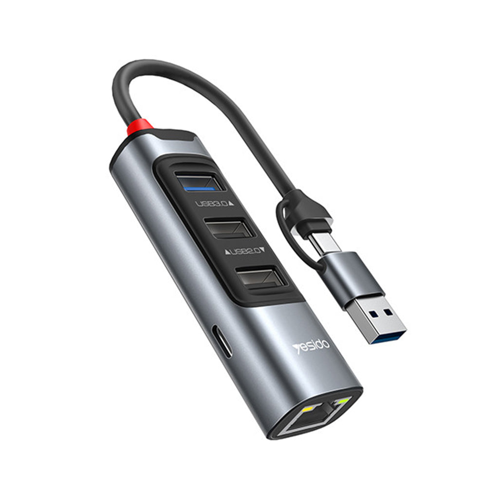 Hub USB / USB-C Yesido HB21, 5w1, Szary