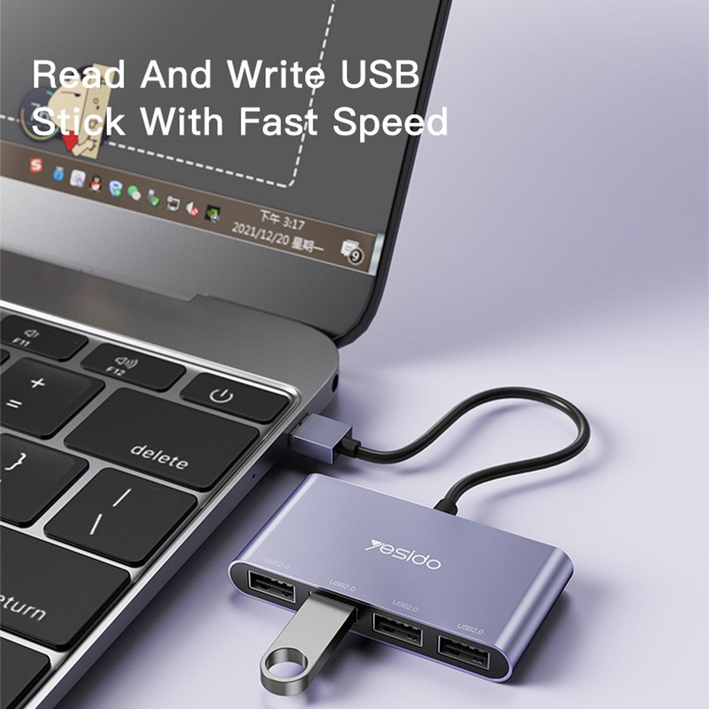 Hub USB Yesido HB12, 4w1, Szary