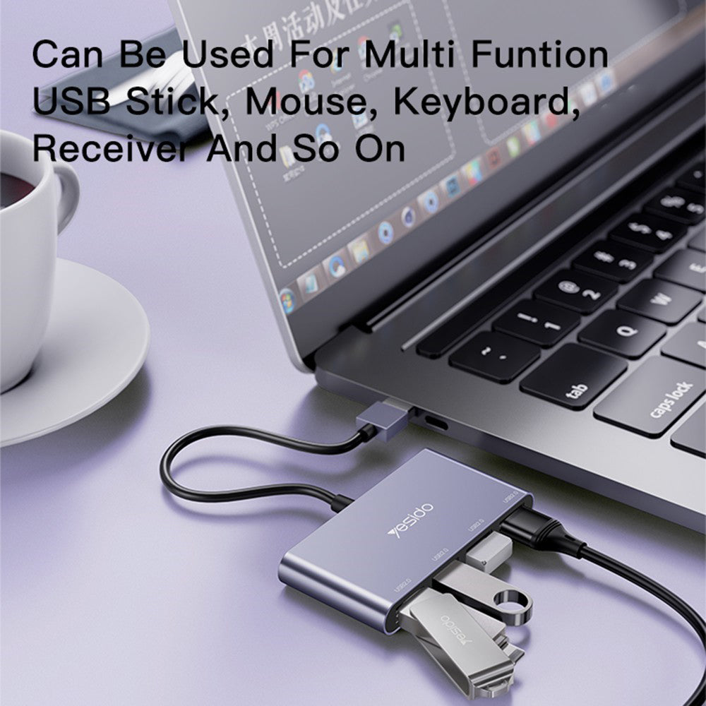 Hub USB Yesido HB12, 4w1, Szary
