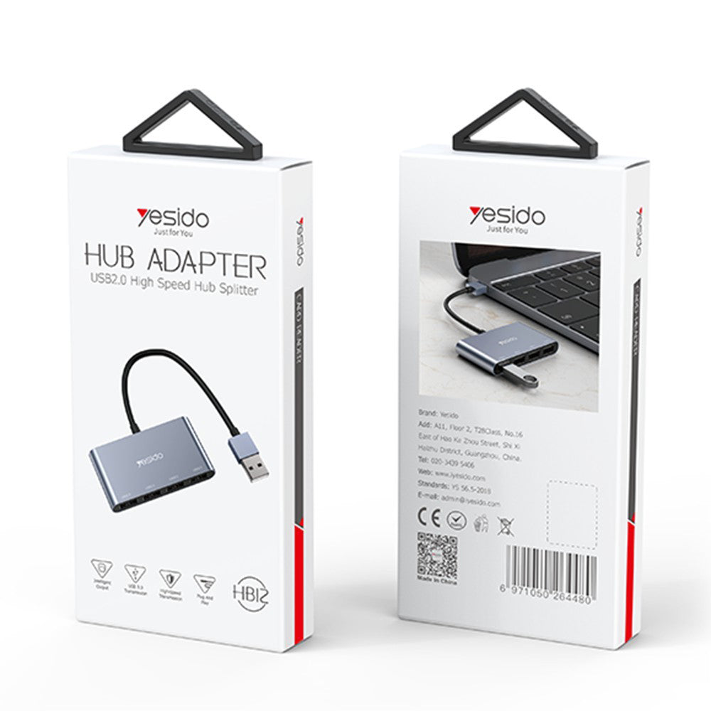 Hub USB Yesido HB12, 4w1, Szary
