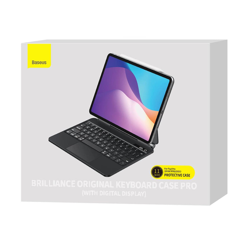 Etui z klawiaturą do Apple iPad Air (2022) / Air (2020) / Pro 11 (2018), Baseus, Brilliance z wyświetlaczem cyfrowym, szary ARJK010016