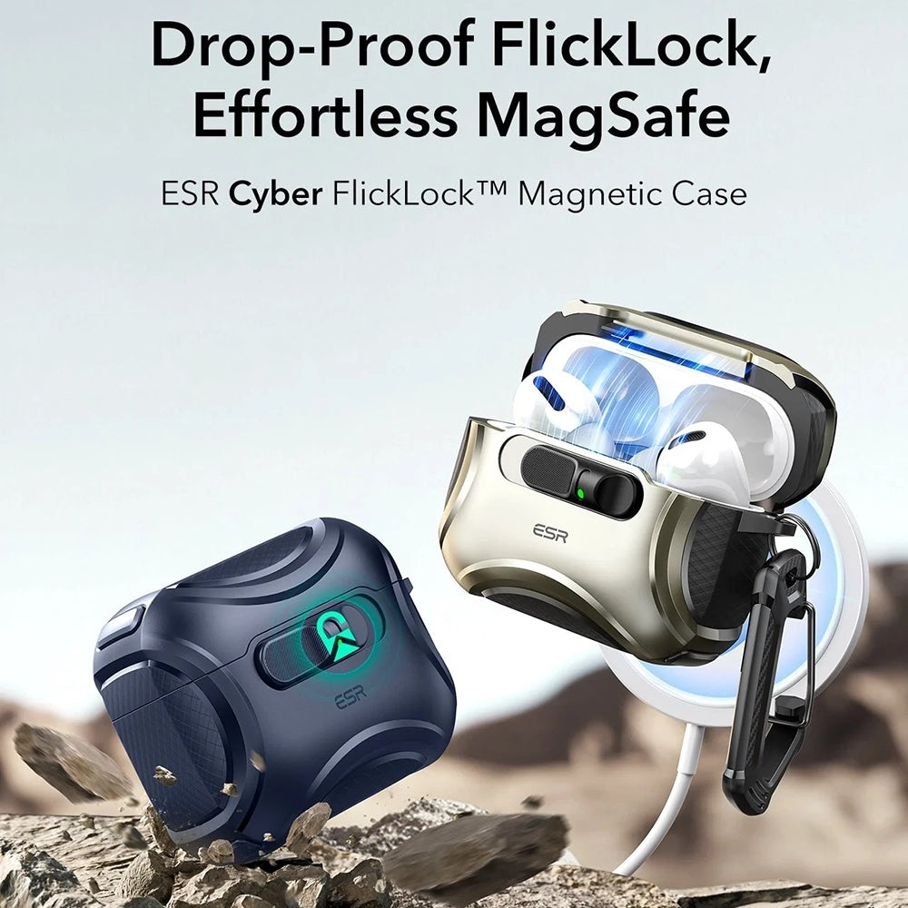 Etui ESR Cyber FlickLock dla Apple AirPods Pro 3, Niebieskie