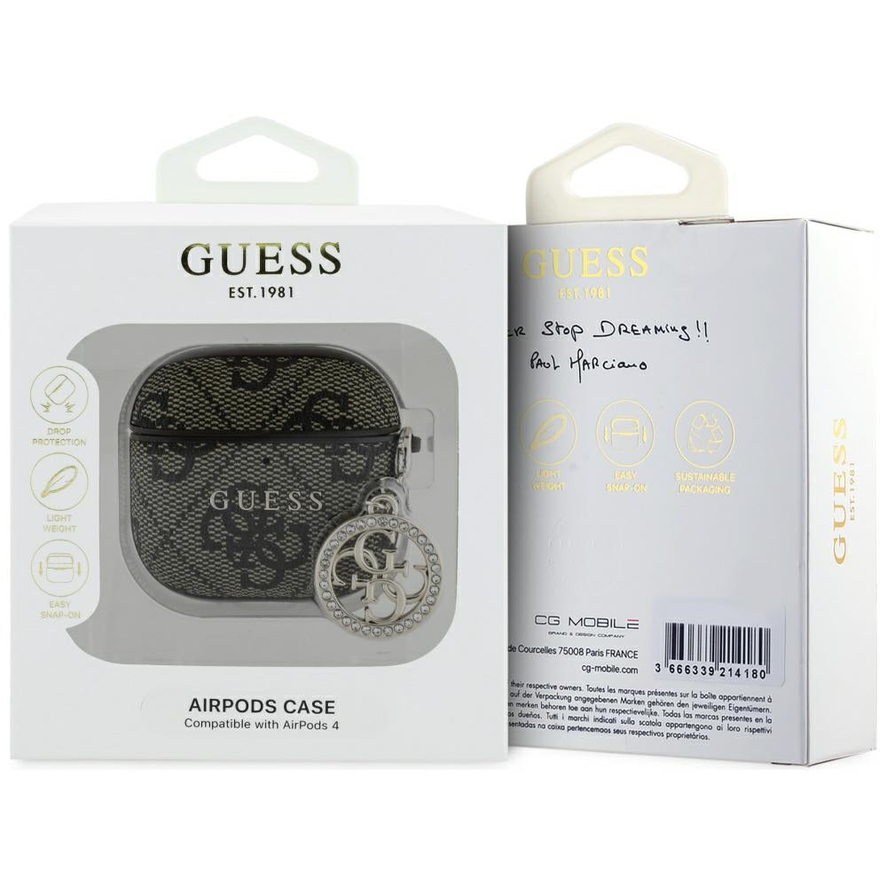 Etui Guess 4G Strass Charm dla Apple AirPods 4, Brązowy