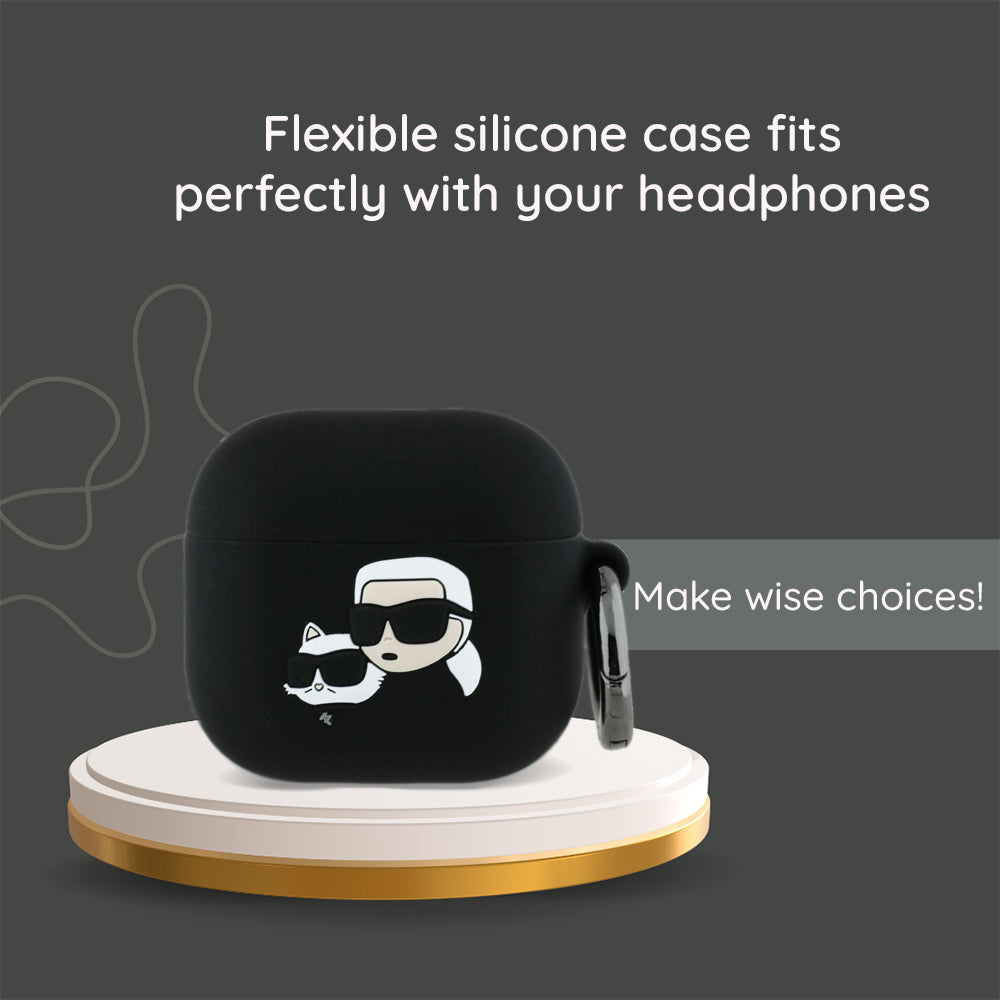 Etui Karl Lagerfeld 3D Karl & Choupette's Heads dla Apple AirPods 4, Czarne