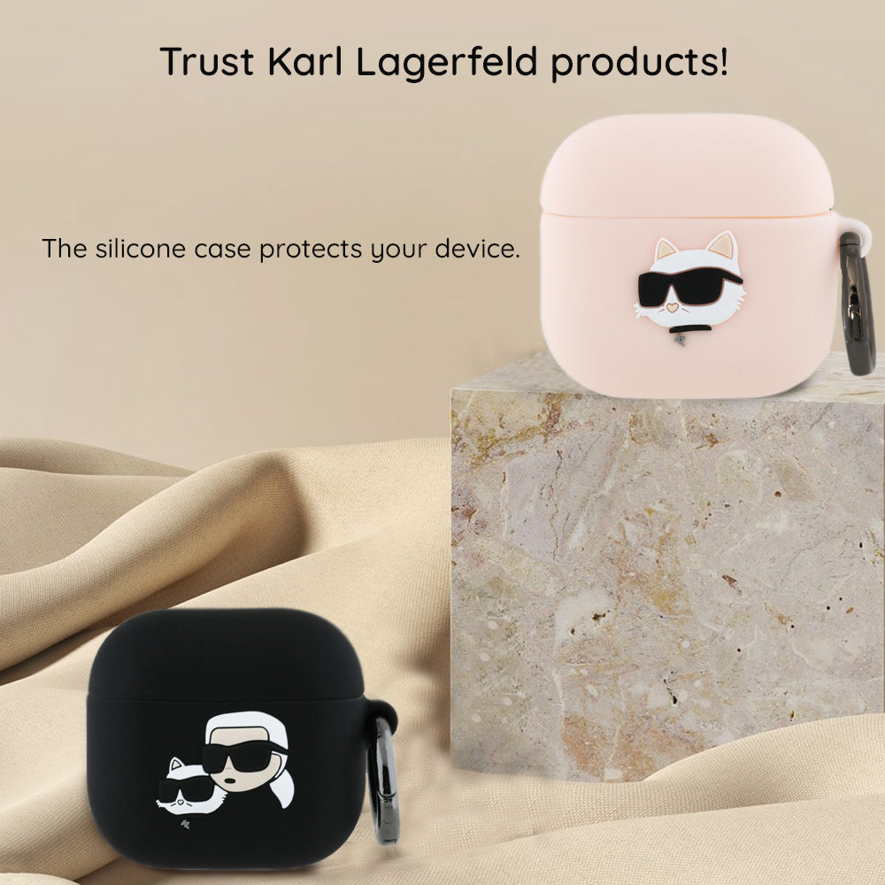 Etui Karl Lagerfeld 3D Karl & Choupette's Heads dla Apple AirPods 4, Czarne