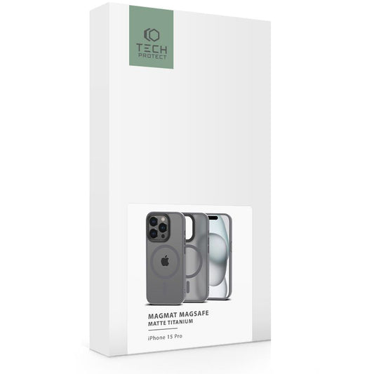 MagSafe Case for Apple iPhone 15 Pro, Tech-Protect, Magmat, Magmat, Gray