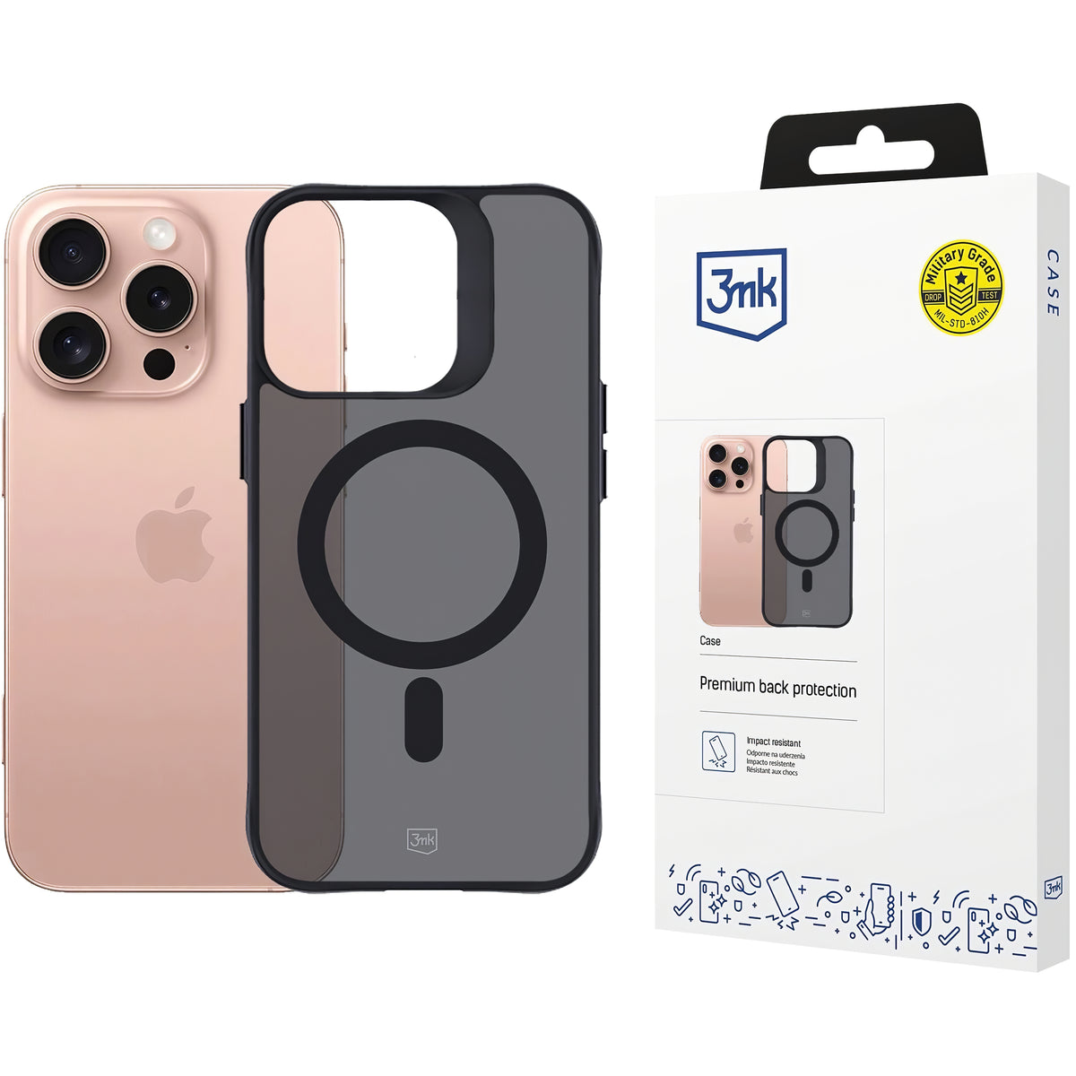 Etui MagSafe do Apple iPhone 16 Pro, 3MK, Smoke MagCase, czarny