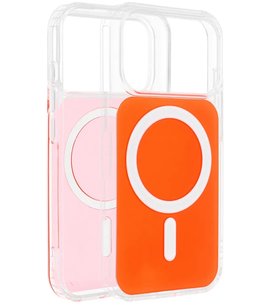 Etui MagSafe do Apple iPhone 17e / 16e, OEM, Clear Fusion Mag Cover, Pomarańczowe