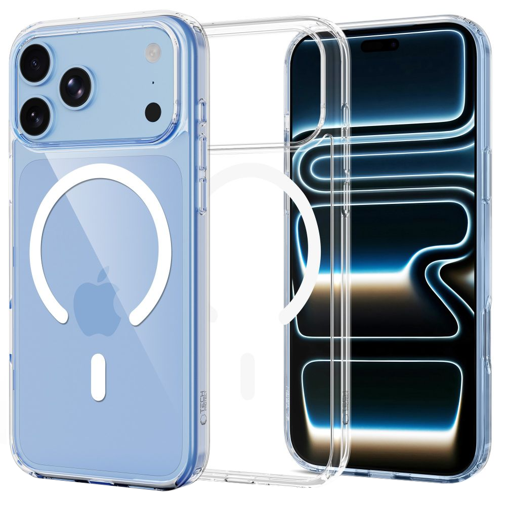Etui MagSafe do Apple iPhone 18 Pro / 17 Pro, Tech-Protect, Flexair Hybrid z ochroną ekranu, przezroczyste