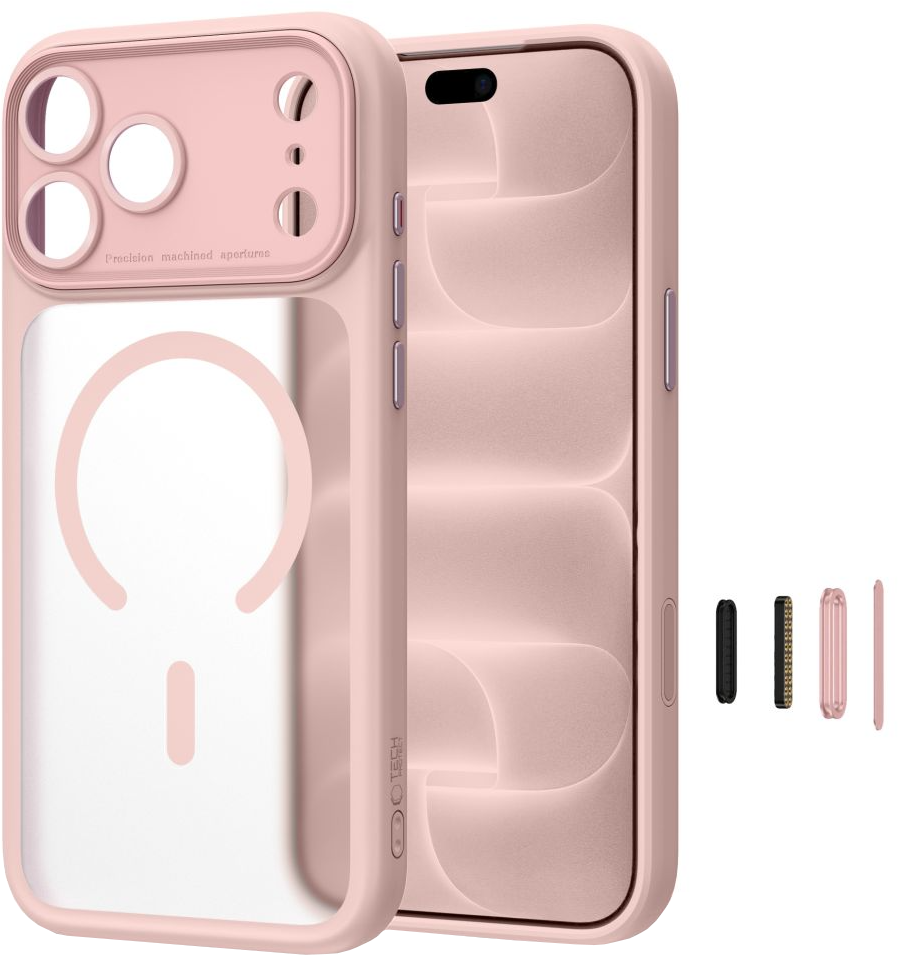 Etui MagSafe do Apple iPhone 18 Pro / 17 Pro, Tech-Protect, MagPeak CC, matowy różowy