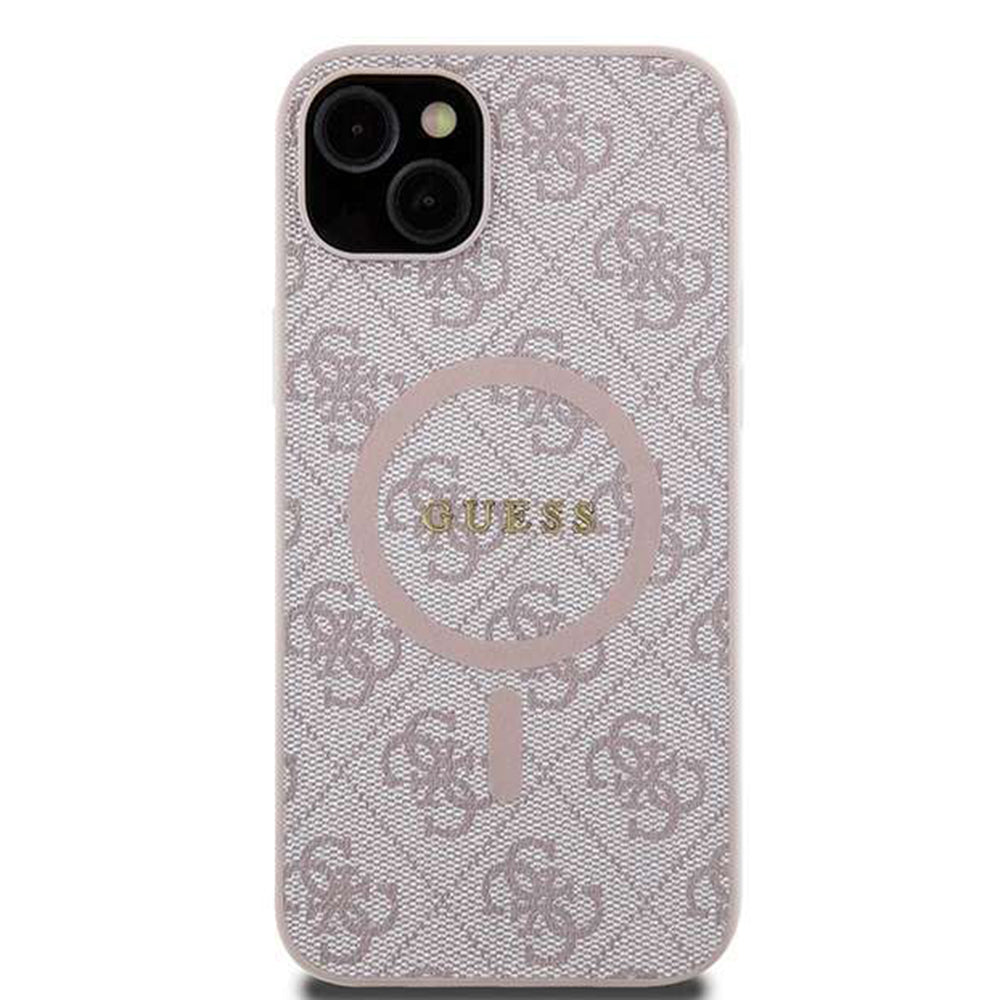 Etui MagSafe dla Apple iPhone 14, Guess, 4G Ring Classic Logo, Różowy