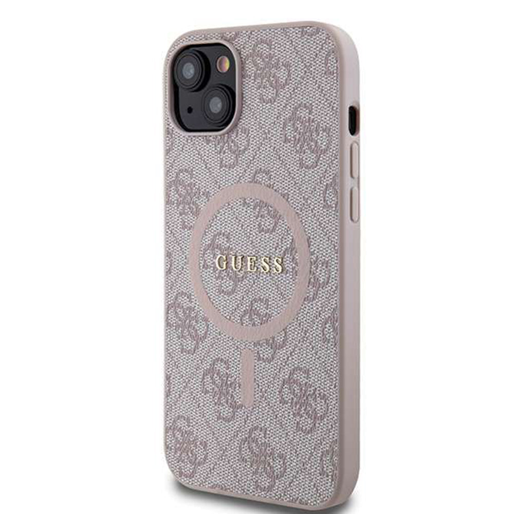 Etui MagSafe dla Apple iPhone 14, Guess, 4G Ring Classic Logo, Różowy
