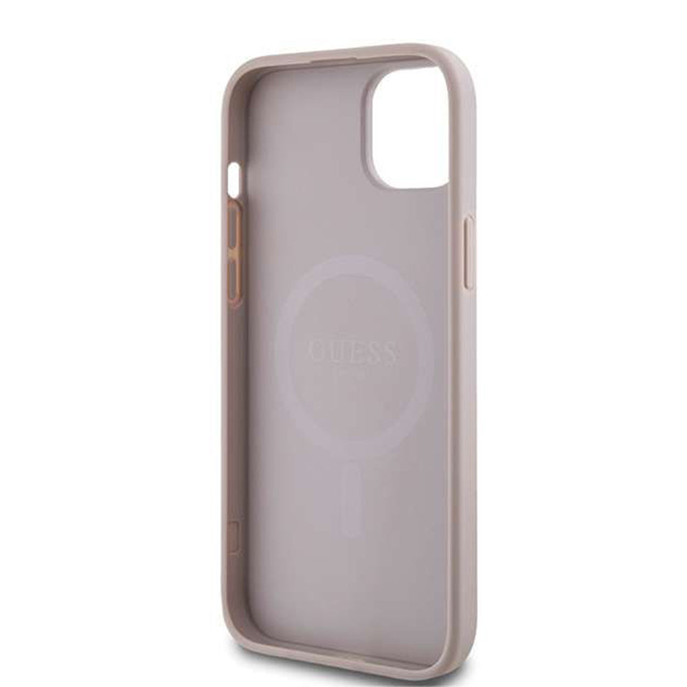 Etui MagSafe dla Apple iPhone 14, Guess, 4G Ring Classic Logo, Różowy