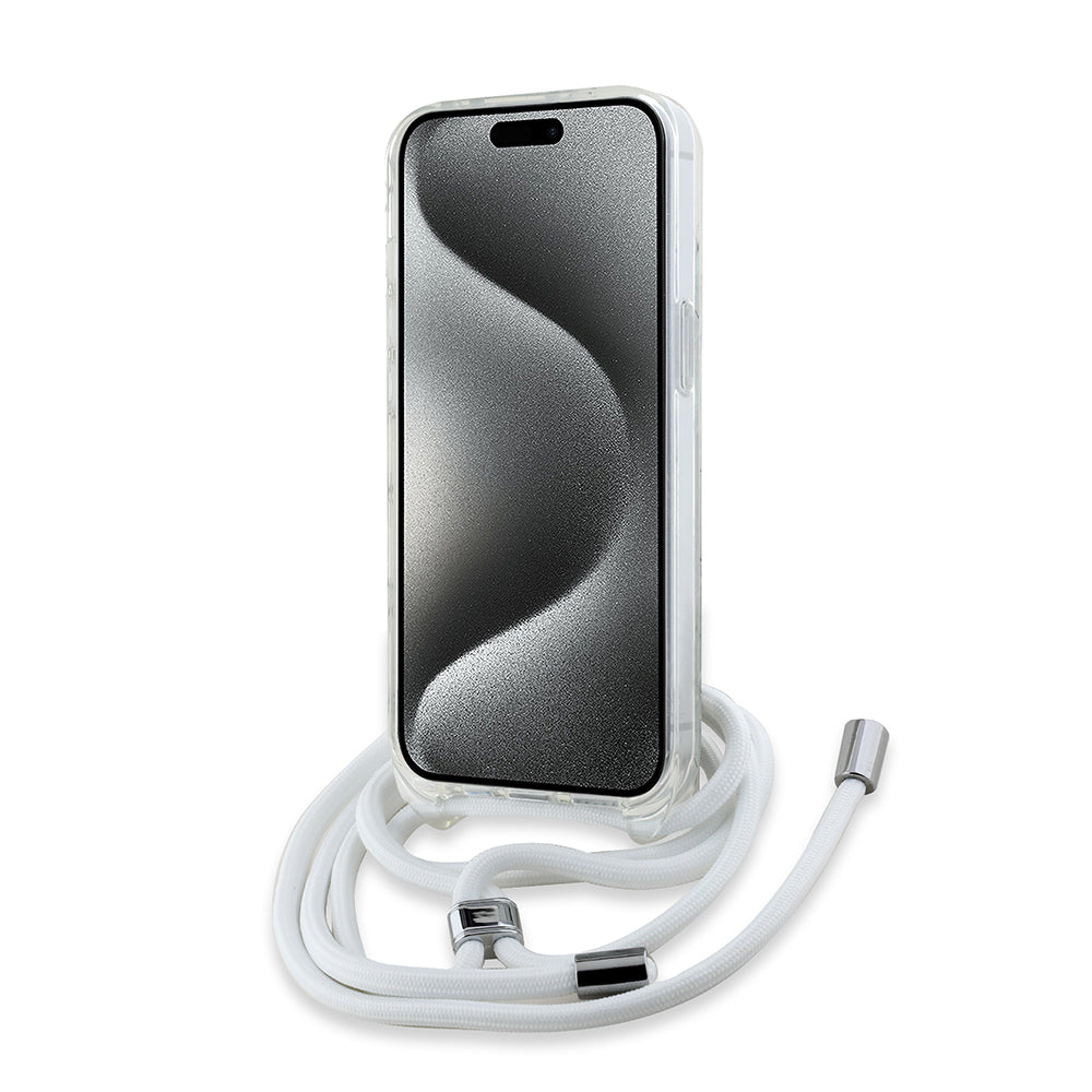 Etui MagSafe dla Apple iPhone 14, Karl Lagerfeld, IML Crossbody Choupette's Head with Strap, Przezroczyste