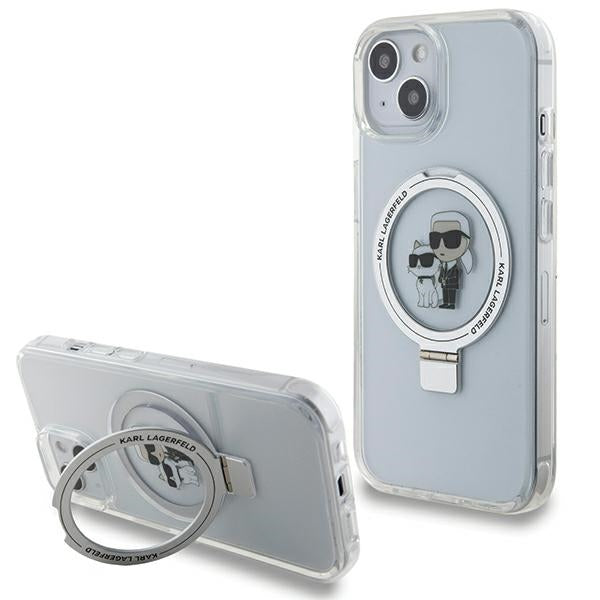 Etui MagSafe dla Apple iPhone 14, Karl Lagerfeld, Ring Stand Karl & Choupette, Białe