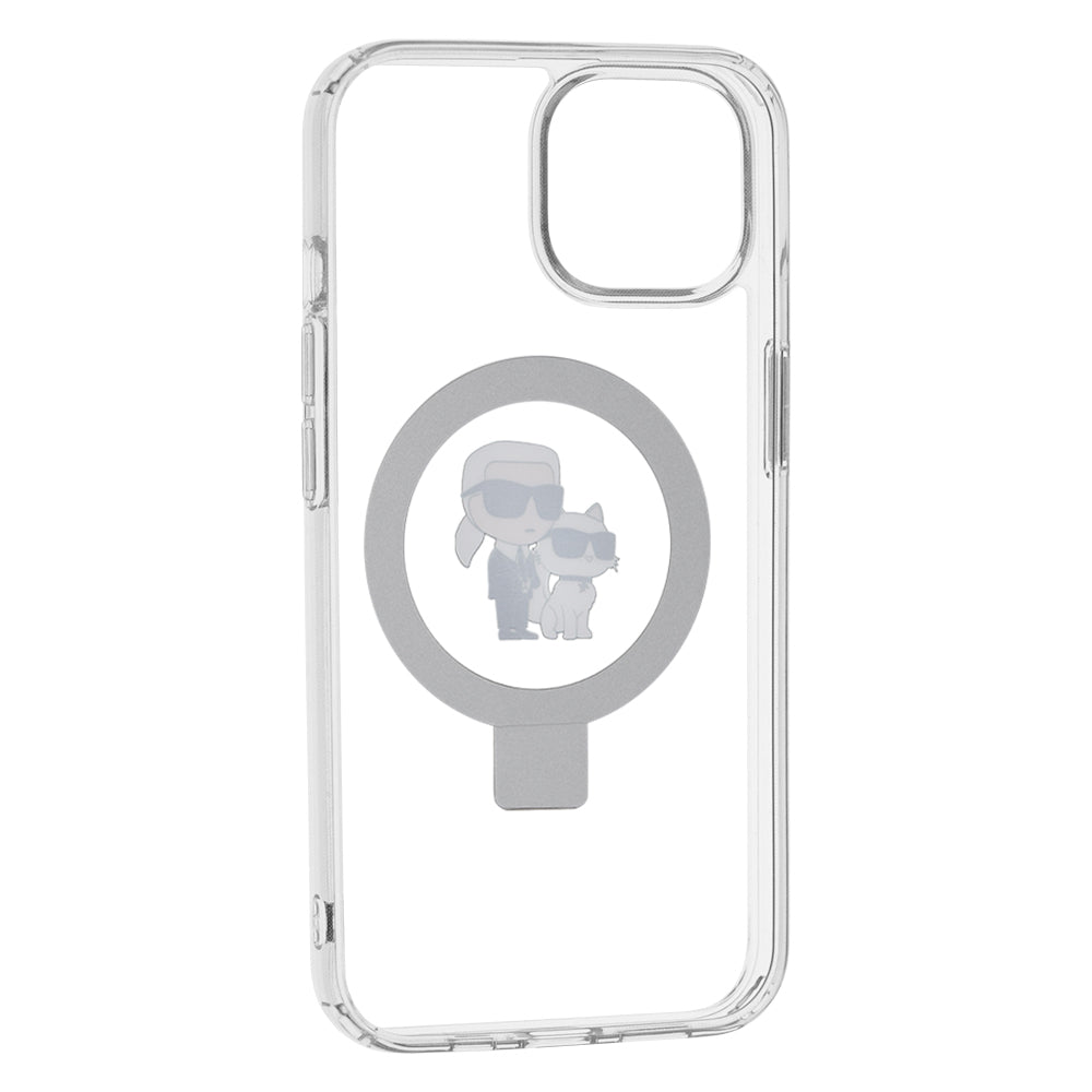 Etui MagSafe dla Apple iPhone 14, Karl Lagerfeld, Ring Stand Karl & Choupette, Białe