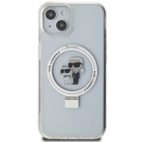 Etui MagSafe dla Apple iPhone 14, Karl Lagerfeld, Ring Stand Karl & Choupette, Białe