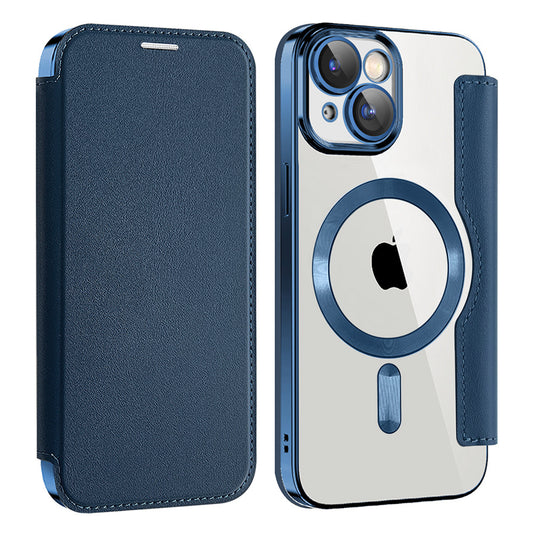 MagSafe Case for Apple iPhone 14 Plus, Techsuit, SmartMag Book, Blue