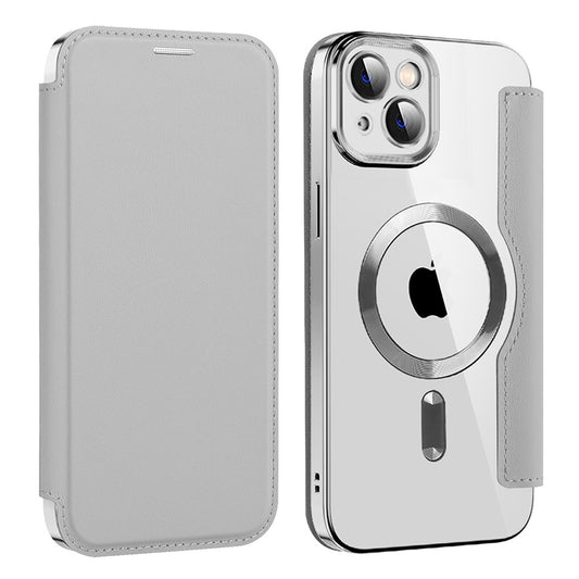 MagSafe Case for Apple iPhone 14 Plus, Techsuit, SmartMag Book, Gray