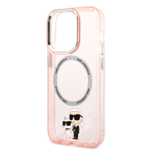 Etui MagSafe dla Apple iPhone 14 Pro, Karl Lagerfeld, Ikonik Karl & Choupette, Różowy