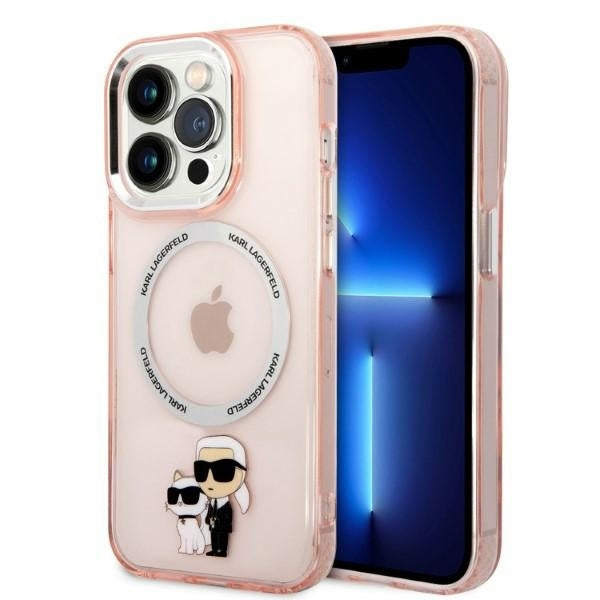 Etui MagSafe dla Apple iPhone 14 Pro, Karl Lagerfeld, Ikonik Karl & Choupette, Różowy