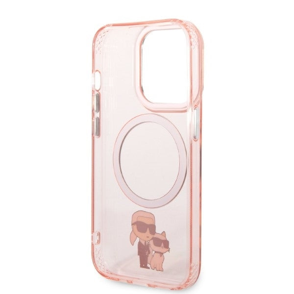 Etui MagSafe dla Apple iPhone 14 Pro, Karl Lagerfeld, Ikonik Karl & Choupette, Różowy