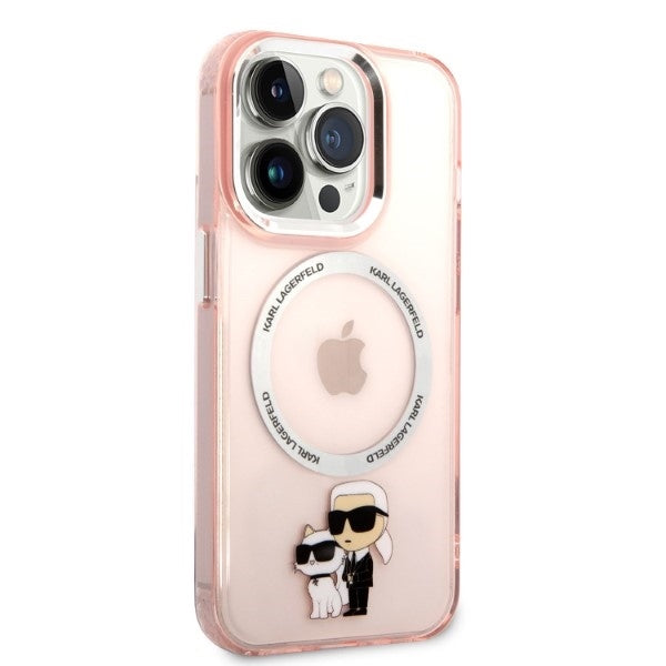 Etui MagSafe dla Apple iPhone 14 Pro, Karl Lagerfeld, Ikonik Karl & Choupette, Różowy