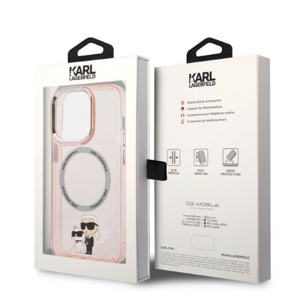 Etui MagSafe dla Apple iPhone 14 Pro, Karl Lagerfeld, Ikonik Karl & Choupette, Różowy