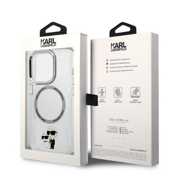 Etui MagSafe dla Apple iPhone 14 Pro, Karl Lagerfeld, Ikonik Karl & Choupette, Przezroczyste