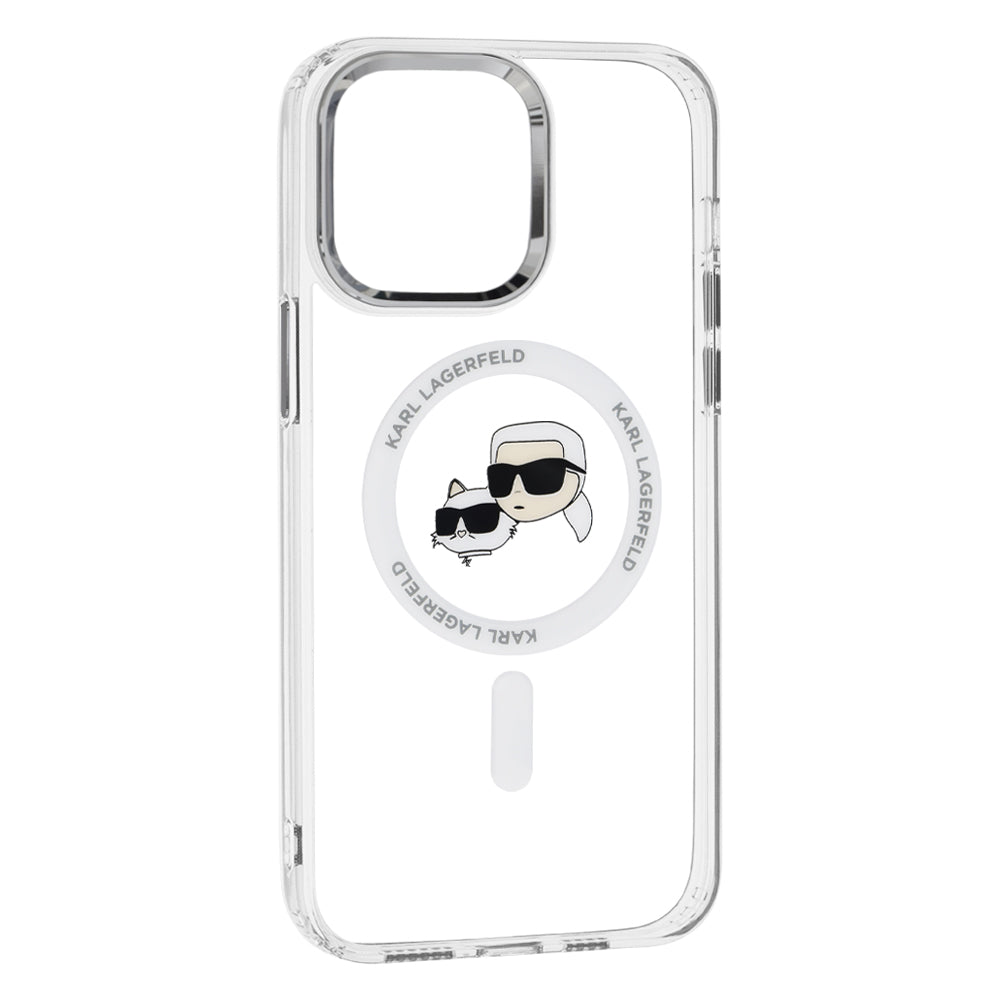 Etui MagSafe dla Apple iPhone 14 Pro Max, Karl Lagerfeld, IML Metal Karl & Choupette's Heads, Białe.