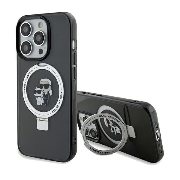 Etui MagSafe dla Apple iPhone 14 Pro Max, Karl Lagerfeld, Ring Stand Karl & Choupette, Czarne
