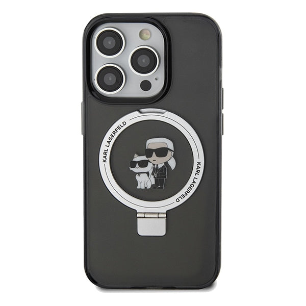Etui MagSafe dla Apple iPhone 14 Pro Max, Karl Lagerfeld, Ring Stand Karl & Choupette, Czarne