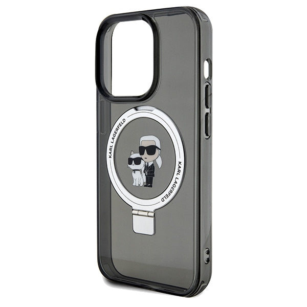 Etui MagSafe dla Apple iPhone 14 Pro Max, Karl Lagerfeld, Ring Stand Karl & Choupette, Czarne