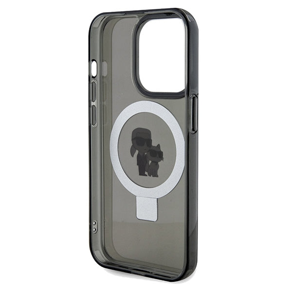 Etui MagSafe dla Apple iPhone 14 Pro Max, Karl Lagerfeld, Ring Stand Karl & Choupette, Czarne