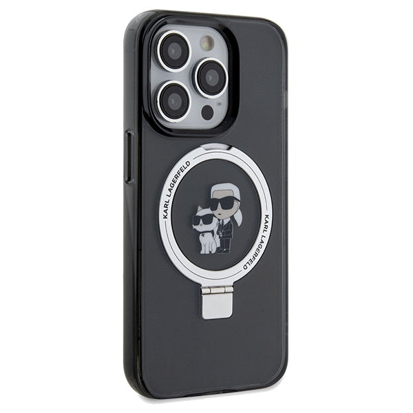 Etui MagSafe dla Apple iPhone 14 Pro Max, Karl Lagerfeld, Ring Stand Karl & Choupette, Czarne