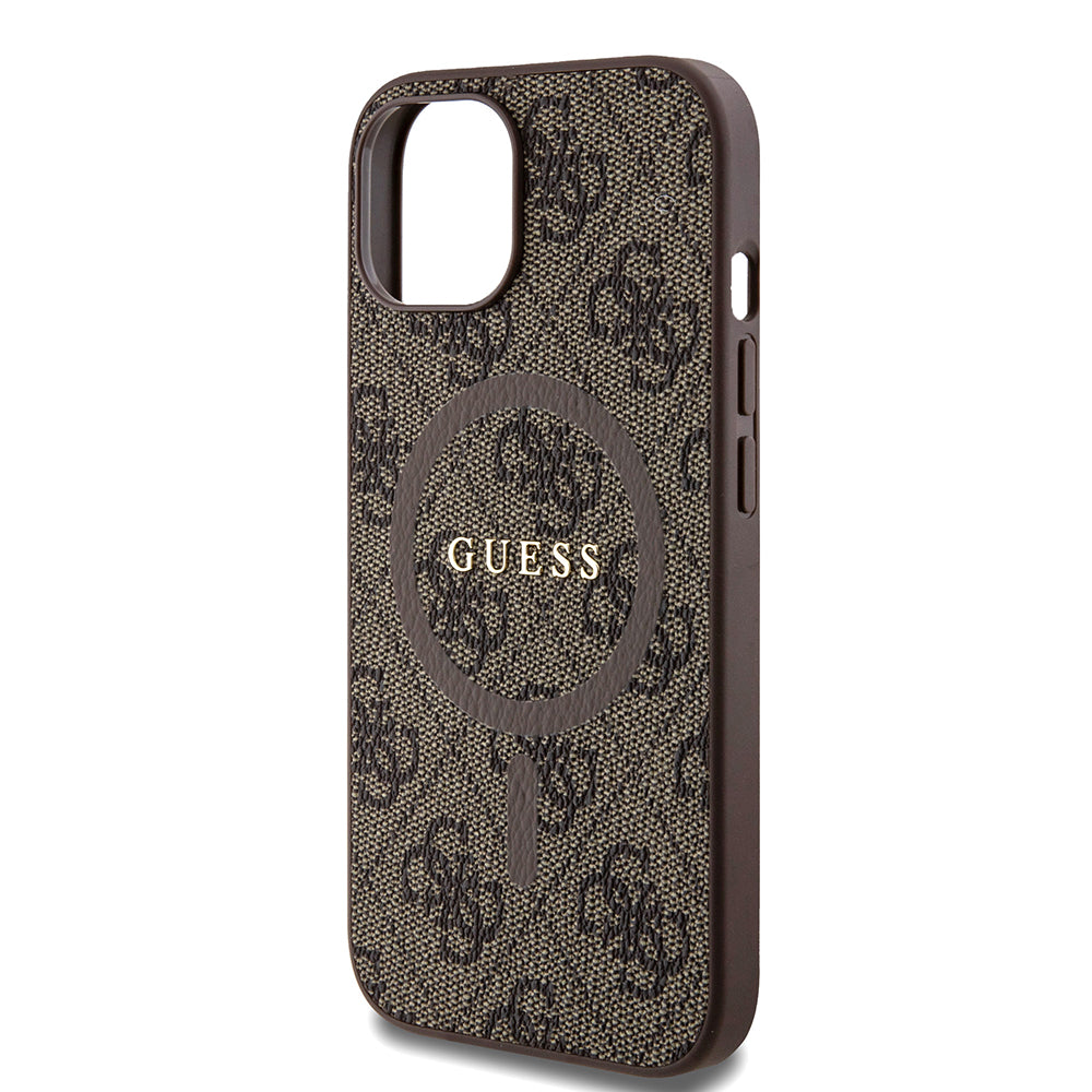 Etui MagSafe dla Apple iPhone 15, Guess, Kolekcja 4G, Brązowy