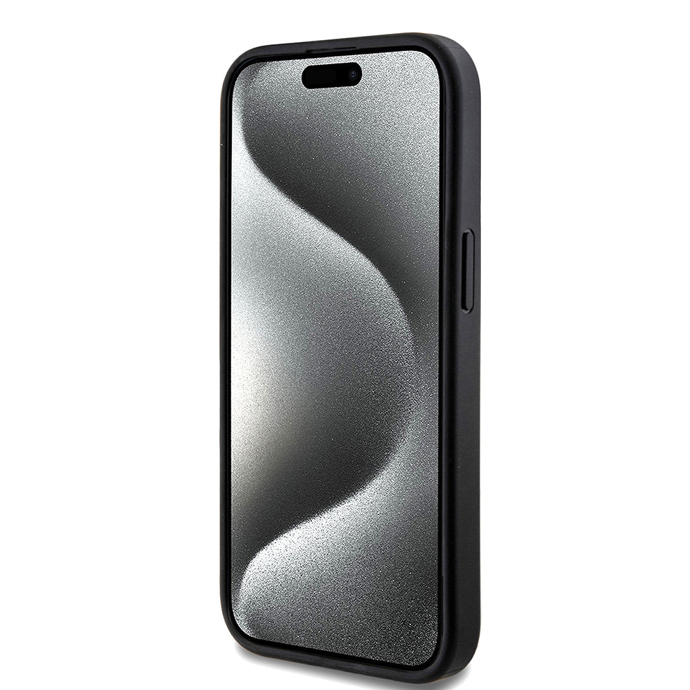 MagSafe Case for Apple iPhone 15, Guess, 4G Ring Classic Logo, Black